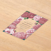 Rosé Clay, Terra Pink & Peony Smoke Floral Wedding Acryl Uitnodigingen (Laagn)