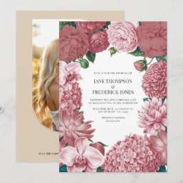 Rosé Clay, Terra Pink & Peony Smoke Floral Wedding Kaart