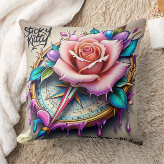 "Rose Compass: A Symbol of Love and Bliss" Kussen