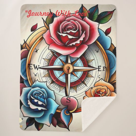 "Rose Compass: A Symbol of Love and Bliss" Sherpa Deken (Voorkant)