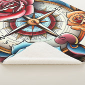 "Rose Compass: A Symbol of Love and Bliss" Sherpa Deken (3/4)