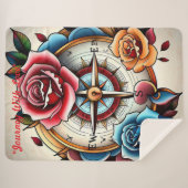 "Rose Compass: A Symbol of Love and Bliss" Sherpa Deken (Voorkant (horizontaal))