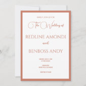 Rose Copper Minimalist Modern Calligraphy Wedding Kaart (Voorkant)