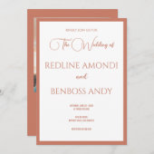 Rose Copper Minimalist Modern Calligraphy Wedding Kaart (Voorkant / Achterkant)