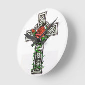 Rose Cross tattoo Design Ronde Klok (Hoek)