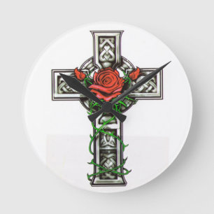 Rose Cross tattoo Design Ronde Klok