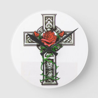 Rose Cross tattoo Design Ronde Klok