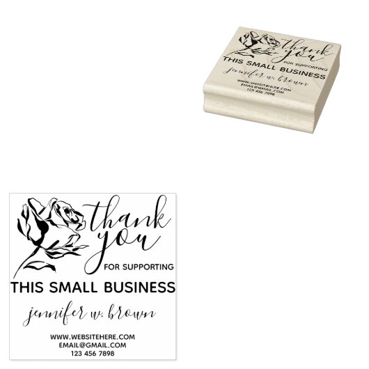 Rose Dank je voor het steunen van kleine bedrijven Rubberstempel (Gestempeld)