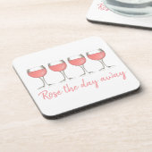 Rosé de dag weg van roze rozen glazen wijn bier onderzetter (Linkerzijde)