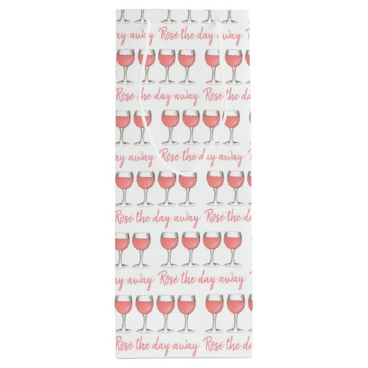 Rosé de dag weg van roze rozen glazen wijn wijn cadeautas (Achterkant)