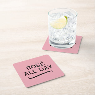 Rosé de hele dag elegante drinkviltjes met citaat kartonnen onderzetters