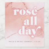 Rosé de hele dag etiketten met wijnflessen (Enkel label)