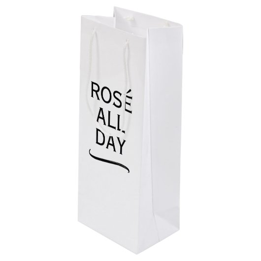 Rosé de hele dag klasse cadeautas voor wijnflessen (Voorkant Gekanteld)