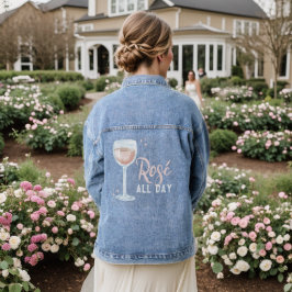 Rosé de hele dag Roos wijnchampagne liefhebber bub Denim Jacket