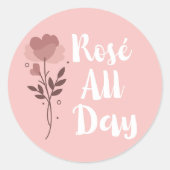 Rosé de hele dag roze ronde sticker (Voorkant)