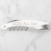 Rosé de hele dag | Trendy Faux Roos Gold Text Kurkentrekker (Achterkant)