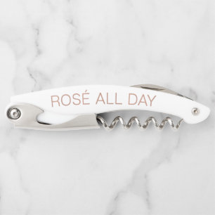 Rosé de hele dag   Trendy Faux Roos Gold Text Kurkentrekker