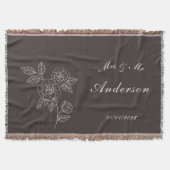 Rose Drawing and Name in White on Dark Deken (Voorkant)