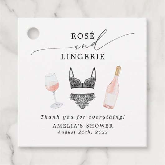 Rosé- en lingerie bruidsfeest bedankjes labels (Voorkant)