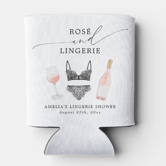 Rosé en lingerie bruidsfeest blikjeskoeler (Achterkant)