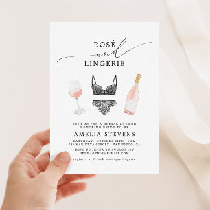 Rosé en lingerie bruidsfeest kaart