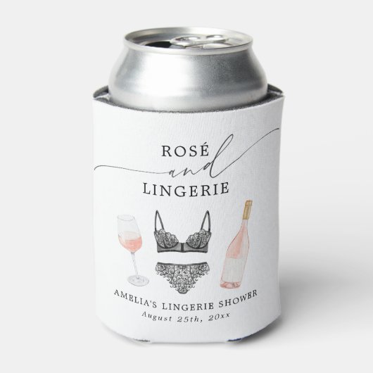Rosé en lingerie bruiloftsfeest blikjeskoeler (Blikje Voorkant)