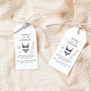 Rosé en lingerie bruiloftsfeest cadeaulabel