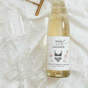 Rosé en lingerie bruiloftsfeest wijn etiket
