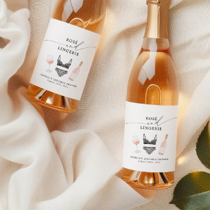 Rosé en lingerie bruiloftsfeest wijn etiket