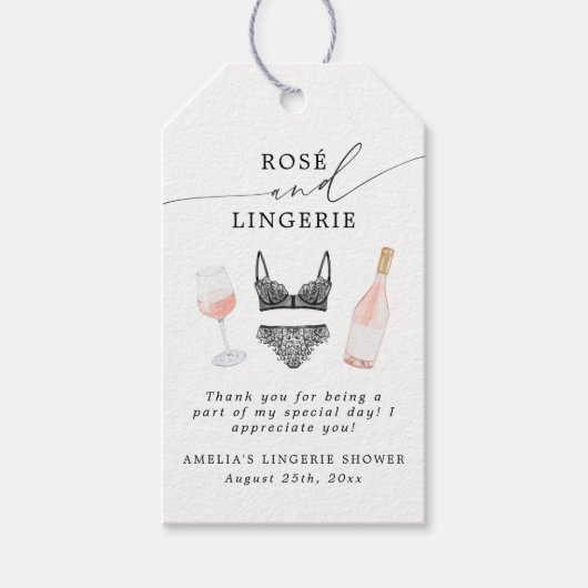 Rosé- en lingerie bruiloftsfeestje cadeaulabel (Voorkant)
