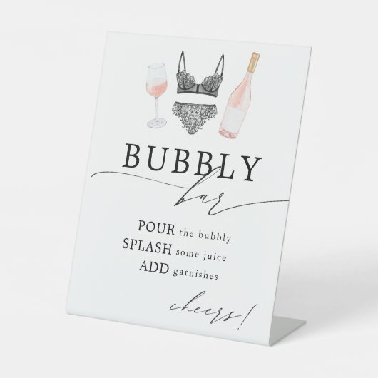 Rosé en Lingerie Bubbly Bar Reclamebord Met Voetstuk (Voorkant)