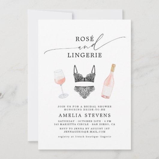 Rosé en Lingerie Vrijgezellenfeest Kaart (Voorkant)