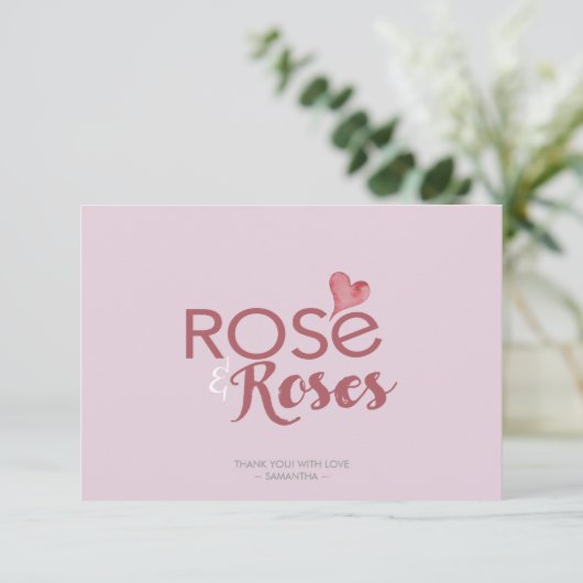 Rosé en Rozen Valentijns Dank je wel Bedankkaart (Staand voorkant)