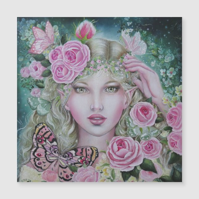 Rose fairy flat magnetic card (Voorkant)