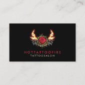 Rose Fire Retro Tattoo Design Visitekaartje (Voorkant)