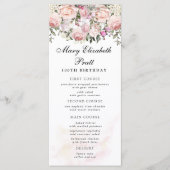 Rose Floral 100th Birthday Menu (Voorkant)
