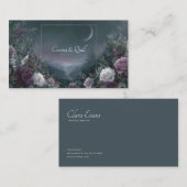 Rose Floral and Crescent Moon Night Sky Valley Visitekaartje (Voorkant / Achterkant)
