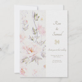 Rose Floral Chic Paper Textured Wedding Kaart