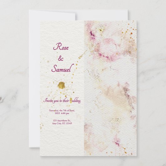 Rose Floral Chic Paper Textured Wedding Kaart (Voorkant)