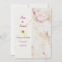 Rose Floral Chic Paper Textured Wedding Kaart