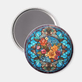 Rose Floral Faux Stained-Glass Magneet (Voorkant / Achterkant)