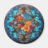 Rose Floral Faux Stained-Glass Magneet (Voorkant)