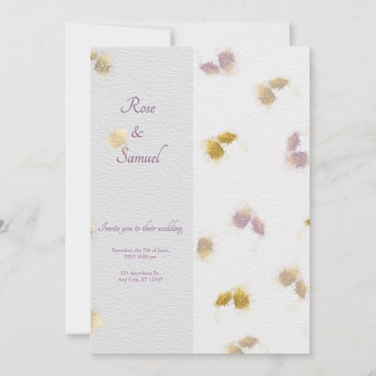 Rose Floral Glitter Paper Textured Wedding  Kaart (Voorkant)