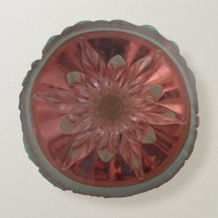 Rosé Flower Green Round Pillow Rond Kussen