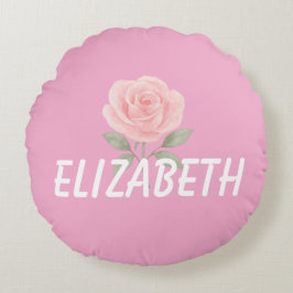 Rose Flower Pink Name  Rond Kussen