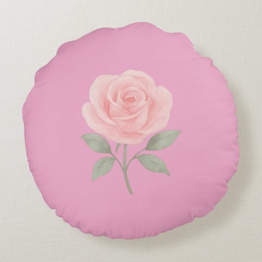 Rose Flower Pink Name  Rond Kussen (Achterkant)