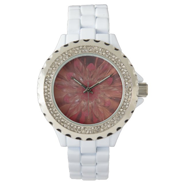 Rosé Flower Pink Watch Horloge (Voorkant)