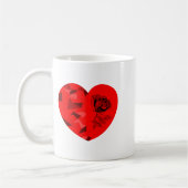 Rose Flower Valentine Red Heart Koffiemok (Links)