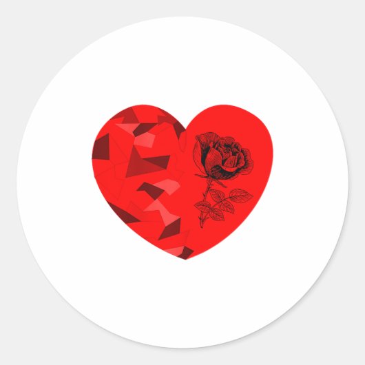 Rose Flower Valentine Red Heart  Ronde Sticker (Voorkant)