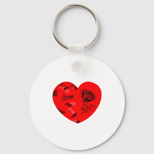 Rose Flower Valentine Red Heart  Sleutelhanger (Voorkant)